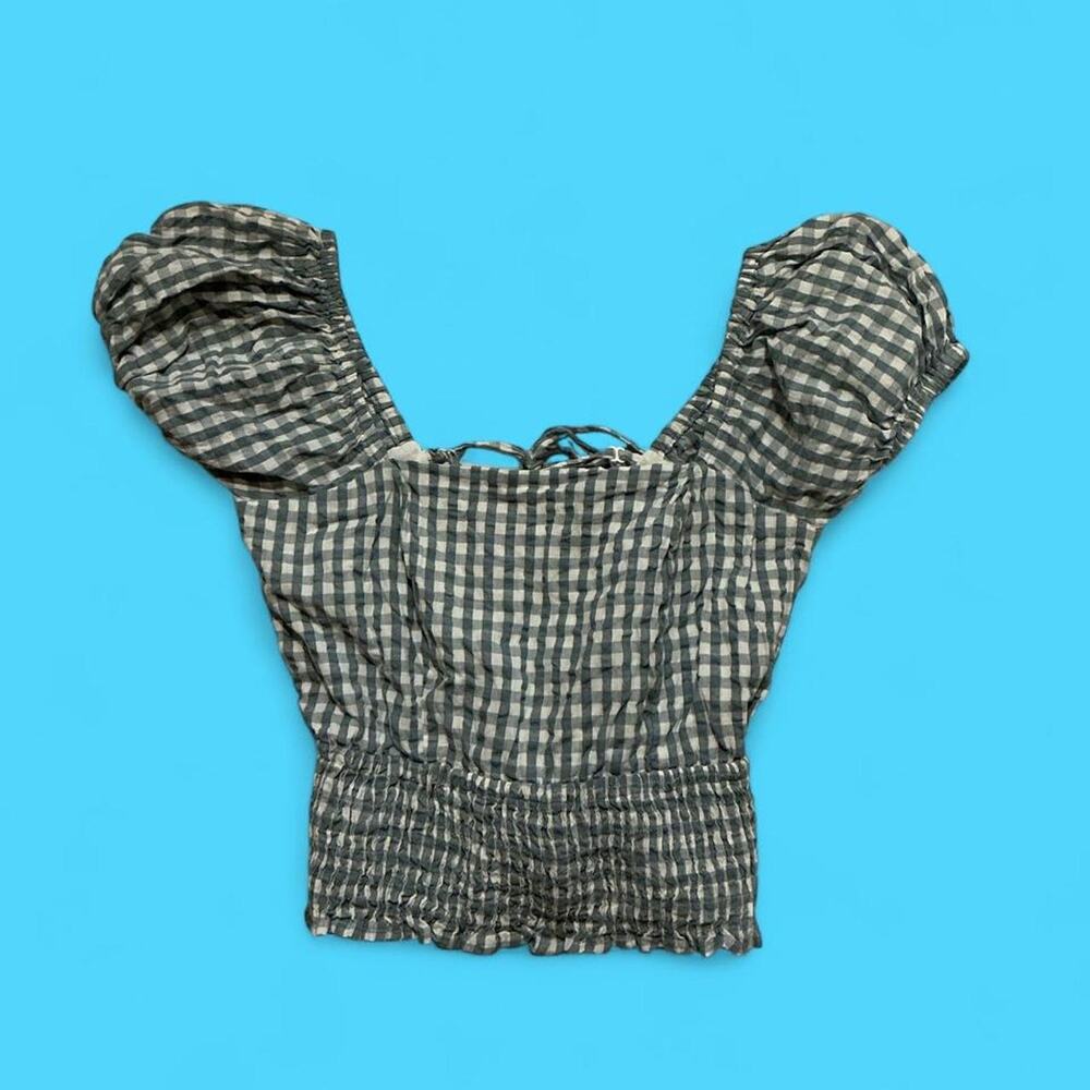 Sim sam gingham puff sleeve cottagecore top